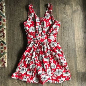 Red Floral Dress with Bow